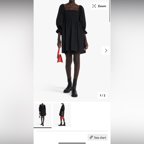 Kourt Portia Linen Blend Smocked Bodice Mini Dress, Black - Picture 3 of 4